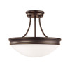 Hansen 14" W x 12" H 3-Light Semi-Flush Mount in Oil Rubbed Bronze with White Glass Shade   (2037OR)