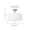 Loft 15" W x 11" H 3-Light Semi-Flush Mount in Matte Nickel with White Fabric Drum Shade   (3923MN-480)