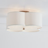 Quinn 18" W x 8" H 4-Light Semi-Flush Mount in Brushed Gold with Scalloped White Fabric Shade   (4453BG-561)
