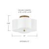 Quinn 12" W x 7" H 2-Light Semi-Flush Mount in Brushed Gold with Scalloped White Fabric Shade   (4452BG-557)