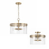 Fuller 14.5"W x 12.75"H 4-Light Dual Mount Pendant or Semi-Flush in Aged Brass with Clear Glass (248741AD)