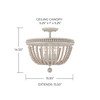 Handley 15.5"W x 14.5"H 3-Light Semi Flush in Sand Dollar with Painted Wood Beads (AA1021SR)
