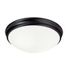 Hansen 14" W x 5" H 3-Light Flush Mount in Matte Black with White Glass Shade (2034MB)