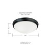 Hansen 14" W x 5" H 3-Light Flush Mount in Matte Black with White Glass Shade (2034MB)