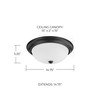 Bates 15" W x 5" H 3-Light Flush Mount in Matte Black with Soft White Glass Shade   (214731MB)