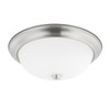 Bates 15" W x 5" H 3-Light Flush Mount in Brushed Nickel with Soft White Glass Shade   (214731BN)
