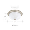 Bates 11" W x 4.5" H 2-Light Flush Mount in Matte Nickel with White Faux Alabaster Glass Shade   (219021MN)