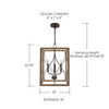 Tybee 15" W x 22" H 4-Light Wood and Metal Foyer Pendant in Nordic Grey (529141NG)