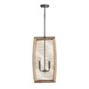 Jacob 14" W x 26" H 4-Light Foyer Pendant in Grey Wash and Grey Iron with Intricately Hand-Wrapped Natural Jute  (540341YG)