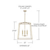 Thea 22" W x 27.5" H 4-Light Lantern Foyer Pendant in Aged Brass  (537643AD)