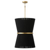 Cecilia 20" W x 28" H 6-Light Tapered String Foyer Pendant in Black Rope and Patinaed Brass   (541261KP)