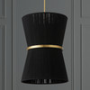 Cecilia 20" W x 28" H 6-Light Tapered String Foyer Pendant in Black Rope and Patinaed Brass   (541261KP)