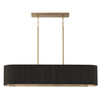 Donovan 44.25" W x 9" H 5-Light Linear Chandelier in in Matte Brass and Handcrafted Fluted Mango Wood in Black Stain (850751KR)