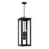 Hunt 11" W x 28.5" H 4-Light Outdoor Rectangular Hanging Lantern in Black with Clear Glass (934644BK)
