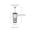 Elliott 12.25"W x 30"H 3-Light Outdoor Hanging Lantern in Black with Clear Glass Cylinder (948132BK)