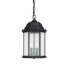 Main Street 9.5" W x 15.5" H 3-Light Antiqued Glass Outdoor Hanging Lantern in Black  (9836BK)