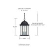 Main Street 9.5" W x 15.5" H 3-Light Antiqued Glass Outdoor Hanging Lantern in Black  (9836BK)