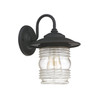 Creekside 8"W x 11"H 1-Light Clear Ringed Glass Outdoor Wall Lantern in Black (9671BK)