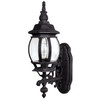 French Country 6"W x 19"H 1-Light Clear Beveled Glass Outdoor Wall Lantern in Black (9867BK)
