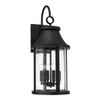 Bridger 11.50"W x 28"H 4-Light Outdoor Cylindrical Wall Lantern in Black with Seeded Glass (953641BK)