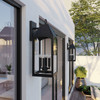 Burton 10" W x 26" H Outdoor 4-Light Large Wall Lantern in Black with Clear Glass (946341BK)