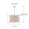 Cara 25" W x 21" H 4-Light Natural White Washed Eucalyptus Branch Drum Pendant in Brushed Pewter   (340241PP)