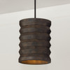 Dunn 14" W x 18" H 1-Light Pendant in Matte Black and Handcrafted Mango Wood in Espresso Stain (354011EB)