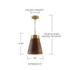 Dodd 10" W x 14.5" H 1-Light Cone Pendant in Medium Wood and Matte Brass (330314WR)