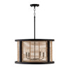 Rico 22" W x 13" H 4-Light Pendant in Flat Black made with Handcrafted Mango Wood and Rattan (344061FK)