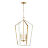 Maren 20" W x 27" H 4-Light Pendant in Flat White and Matte Brass made with Handcrafted Mango Wood (344541WM)
