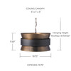 Loren 20" W x 11.5" H 4-Light Pendant in Patinaed Brass and Dark Zinc with Hammered Drum Shade   (330446PZ)