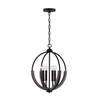 Clive 15.5"W x 20"H 4-Light Pendant in Carbon Grey and Black Iron with Handcrafted of Mango Wood (347642CK)