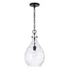 Brentwood 9.75"W x 18"H 1-Light Pendant in Matte Black with Clear Teardrop Water Glass (349012MB)