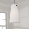 Averitt 10.5" W x 18.5" H 1-Light Pendant in Matte Black with Tapered Soft White Glass (355211MB)
