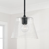 Baker 10.5" W x 11" H 1-Light Small Pendant in Matte Black with Clear Seeded Glass (346912MB)
