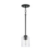 Greyson 5" W x 7" H 1-Light Clear Seeded Glass Pendant in Matte Black  (328511MB-449)