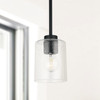Greyson 5" W x 7" H 1-Light Clear Seeded Glass Pendant in Matte Black  (328511MB-449)