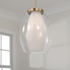 Joss 13" W x 18" H 1-Light Pendant in Aged Brass with Layered White and Clear Glass (355911AD)