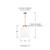Joss 13" W x 18" H 1-Light Pendant in Aged Brass with Layered White and Clear Glass (355911AD)