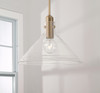 Greer 14" W x 10" H 1-Light Pendant in Aged Brass with Clear Glass (345811AD)
