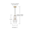 Dena 7" W x 14" H 1-Light Pendant in Aged Brass with Diamond Embossed Glass and Black Braided Cord (345011AD)