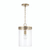 Fuller 9.25"W x 15"H 1-Light Pendant Chandelier in Aged Brass with Clear Glass (348711AD)