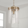Fuller 9.25"W x 15"H 1-Light Pendant Chandelier in Aged Brass with Clear Glass (348711AD)
