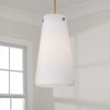 Averitt 10.5" W x 18.5" H 1-Light Pendant in Aged Brass with Tapered Soft White Glass (355211AD)