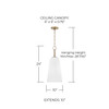 Romy 10" W x 24" H 1-Light Pendant in Matte Brass with Faux Alabaster Glass (356911MA)