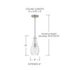 Kier 6" W x 13" H Wavy Glass Pendant in Brushed Nickel with Etched Detailing (AA1006BN)