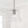 Baker 10.5" W x 11" H 1-Light Small Pendant in Brushed Nickel with Clear Seeded Glass (346912BN)