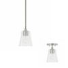 Baker 5.5" W x 8" H 1-Light Mini Pendant in Brushed Nickel with Clear Seeded Glass (346911BN-533)