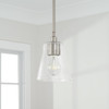 Baker 5.5" W x 8" H 1-Light Mini Pendant in Brushed Nickel with Clear Seeded Glass (346911BN-533)