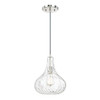 River 9" W x 11.5" H 1-Light Clear Water Glass Pendant in Polished Nickel  (9B239A)